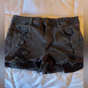 American Eagle black hi-rise shortie jean shorts